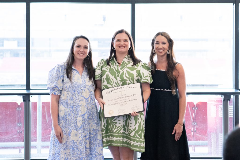 (From left): Dr. Savannah Giovane, clinical assistant professor in the Department of Family, Internal, and Rural Medicine, Dr. Rachel Butler-Sarvaunt (Family Medicine Obstetrics Fellow) and Dr. Cheree Melton, clinical associate professor in the Department of Family, Internal, and Rural Medicine.