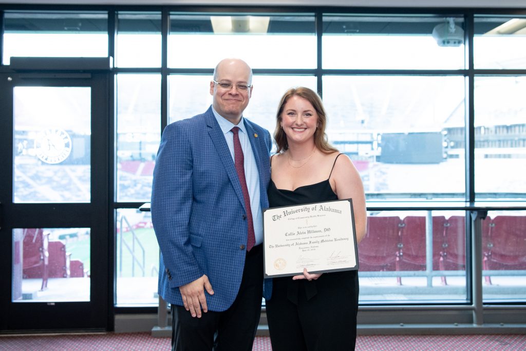 Dr. Callie Hillman with Dr. Tamer Elsayed, clinical associate professor and chair of the Department of Family, Internal, and Rural Medicine. 